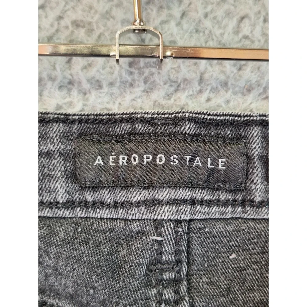 Aeropostale High Waisted Shorty Womens 10 (Fits 33W) Black Denim Cutoff Distress